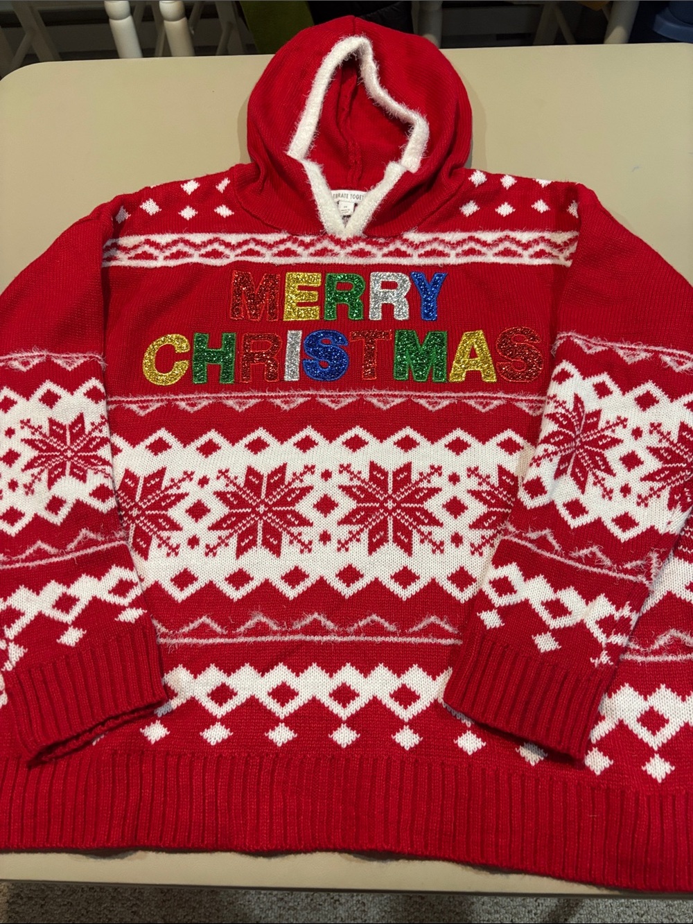 Merry Christmas Red Hooded Holiday Sweater